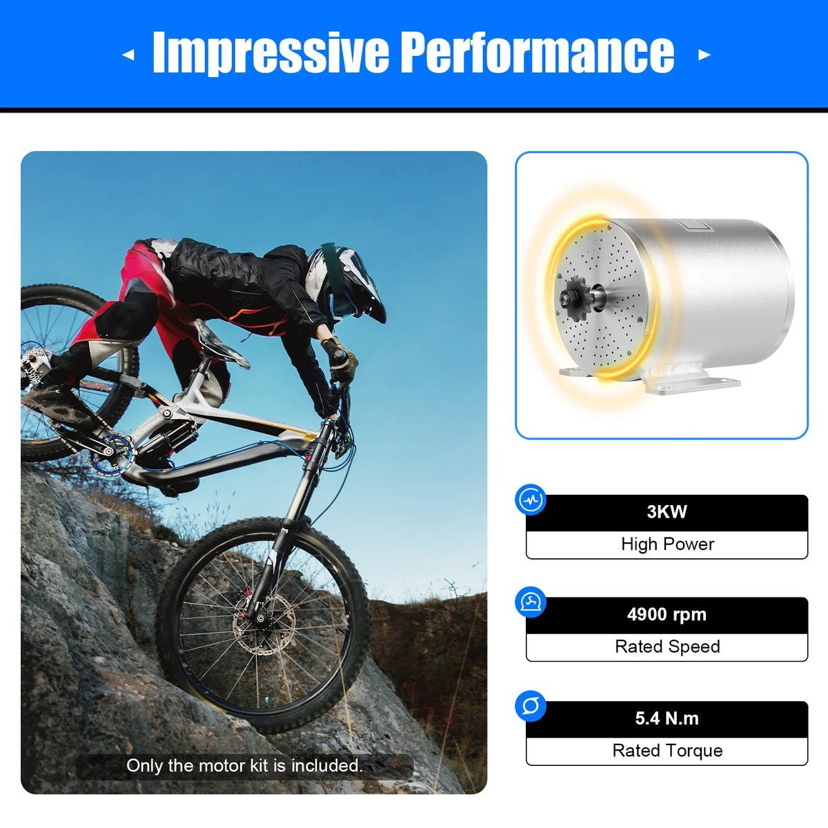 3kW Brushless DC Motor Kit 48–72V with Controller, Foot Pedal Throttle and Forward/Reverse Switch, IP33
