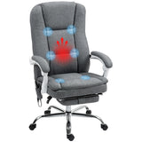 Grey Massage Office Chair with Heat and Reclining Footrest | 6-Point Vibration Desk Chair with 8 Massage Modes