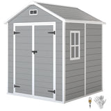 6 x 5ft Resin Plastic Garden Shed with Floor, Window, Double Doors and Dual Ventilation
