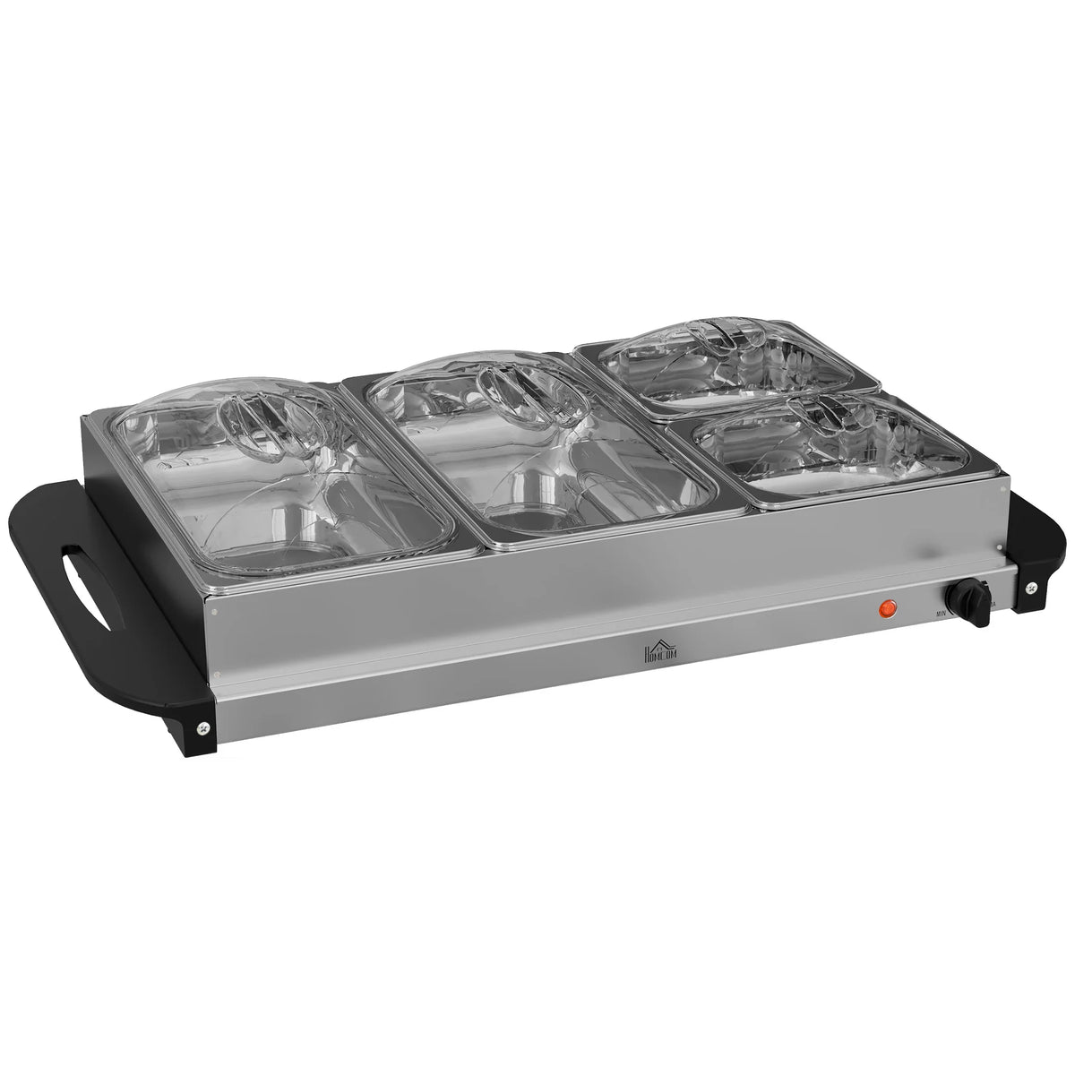 4-Tray Electric Buffet Food Warmer with Adjustable Temperature, 300W, Stainless Steel