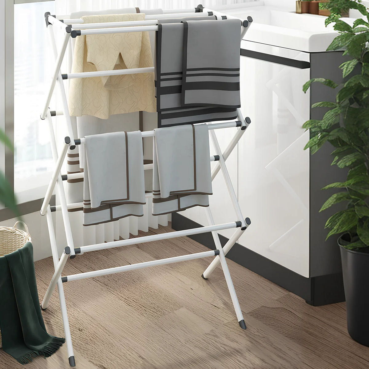 3-Tier Heavy Duty Clothes Airer, Foldable Laundry Drying Rack for Indoor and Outdoor Use