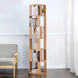 190cm Rotatable 6-Tier Slim Bookcase Corner Shelf | Freestanding Wooden Display Cabinet for Living Room Bedroom