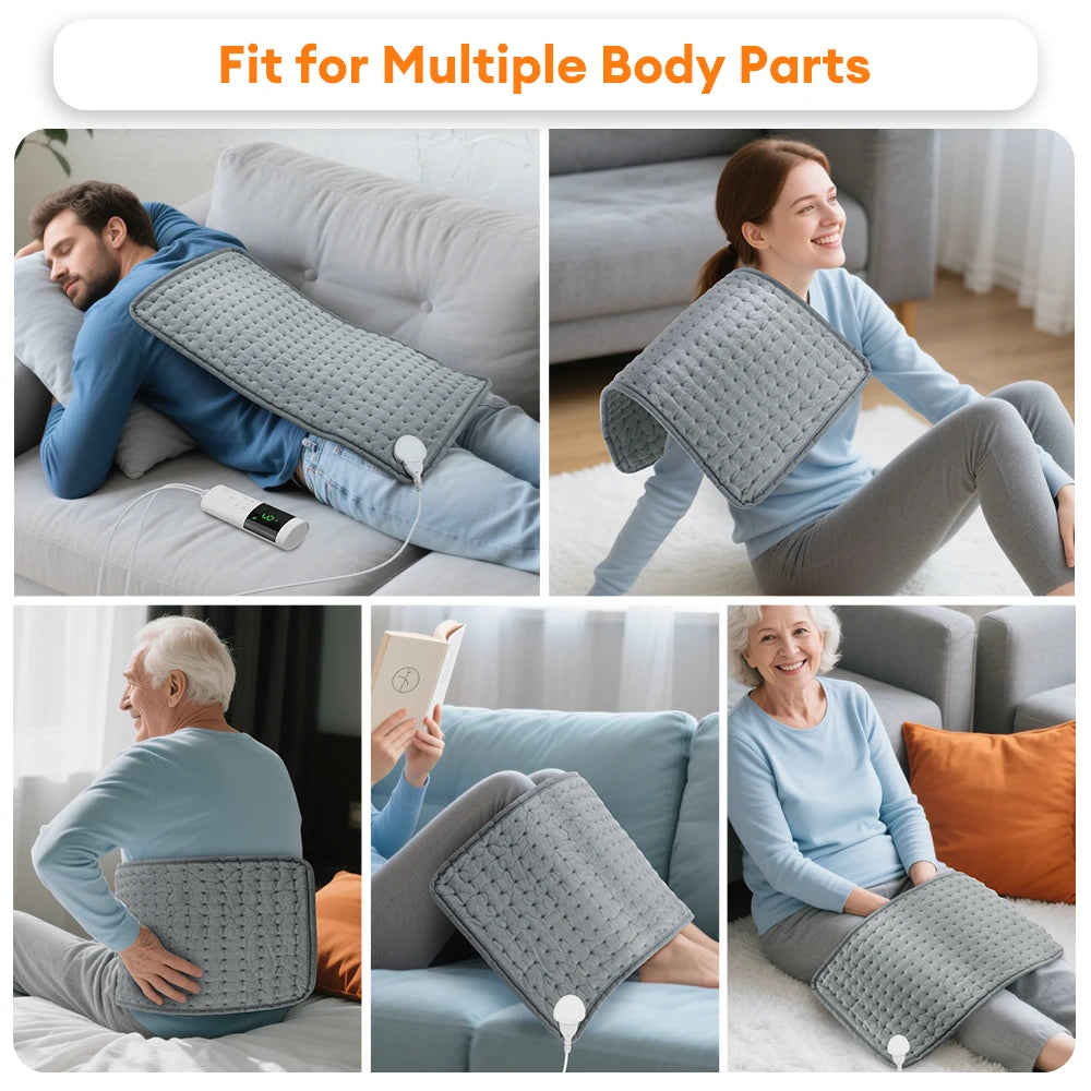 Electric Heating Pad 30 x 60cm, Double-Sided Soft Fleece with 9 Heat Levels and Timer, UK Plug