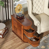 Narrow Walnut Side Table with 2 Drawers | No Assembly Slim End Table for Living Room Bedroom