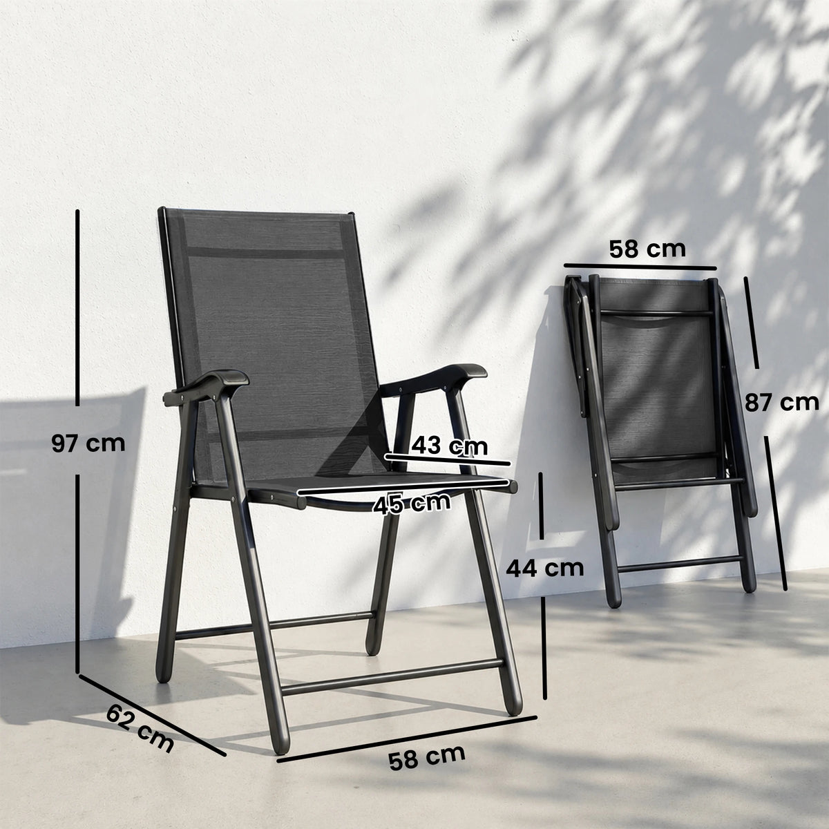 Folding Garden Chairs Set of 4 with High Back and Armrests