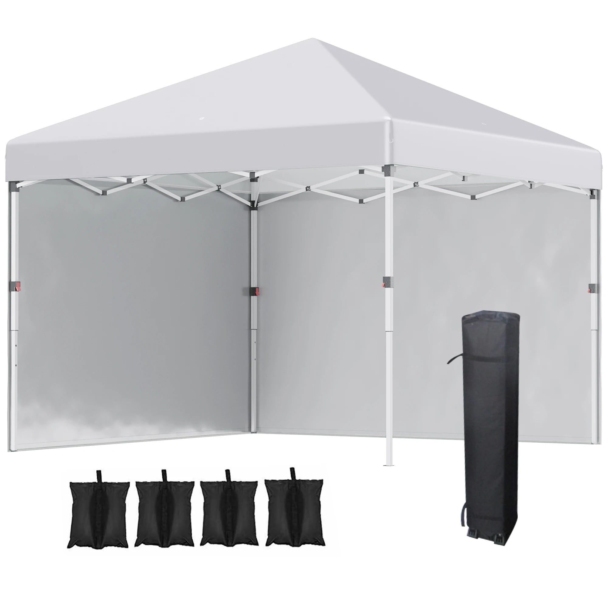 3 x 3m Pop Up Gazebo with 2 Removable Sidewalls, Leg Weight Bags, Ground Pegs and Wheeled Carry Bag for Outdoor Events
