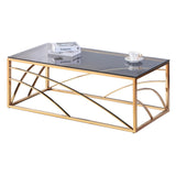 Glass and Stainless Steel Coffee Table Light Grey | 120cm Modern Living Room Centre Table