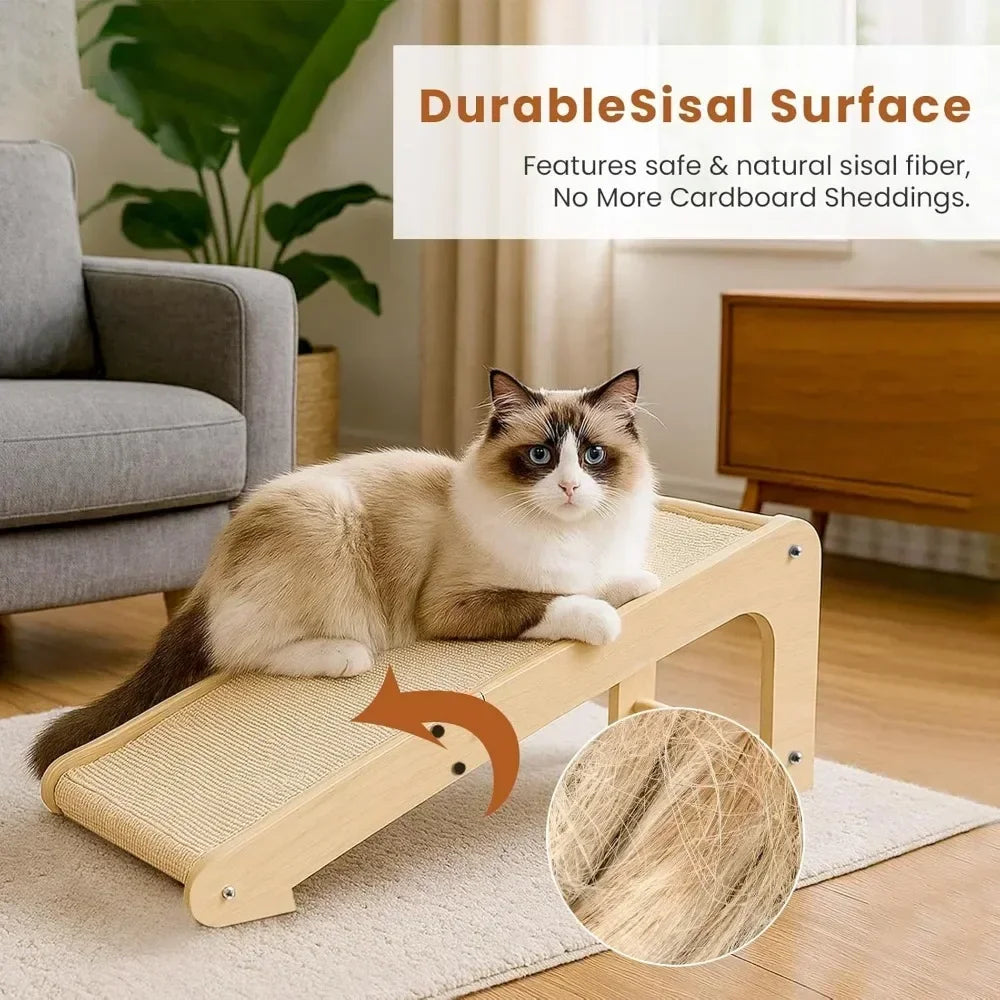 L Shaped Sisal Cat Scratcher 69cm Dual Use Scratch Pad and Lounger for Indoor Cats Playing and Relaxing
