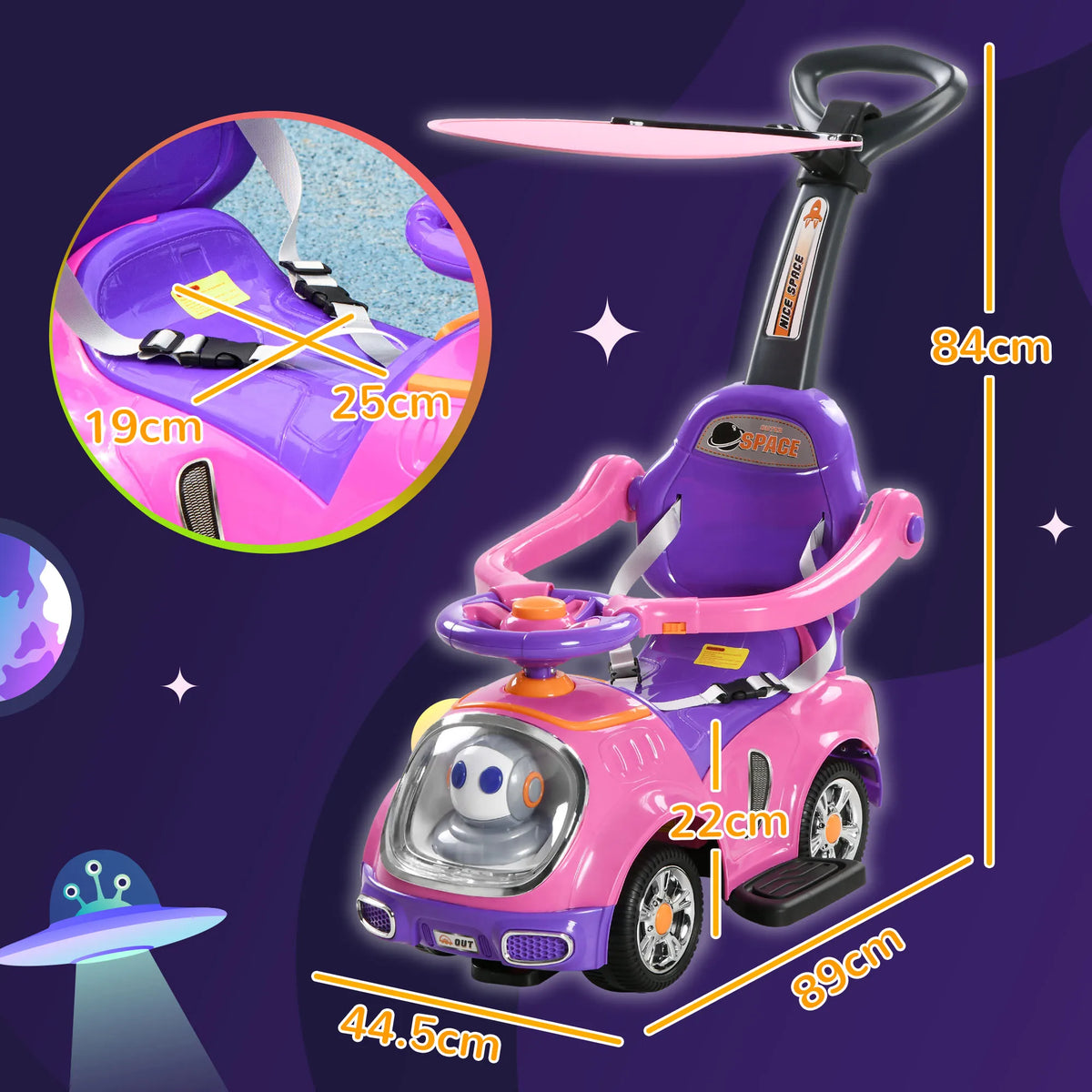 3 in 1 Ride On Push Car, Cartoon Robot Foot to Floor Slider