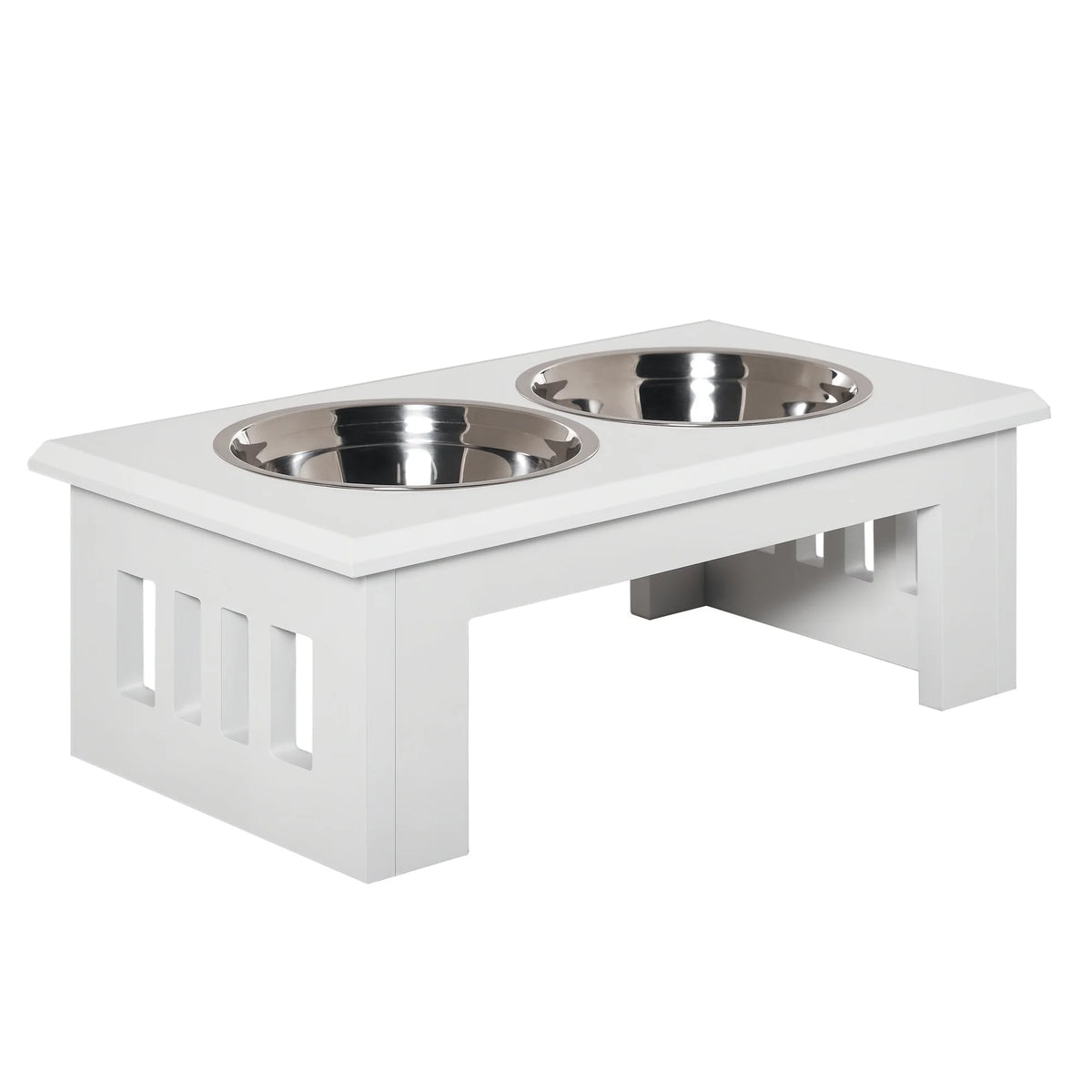 Raised Pet Feeder with Two Stainless Steel Bowls for Dogs