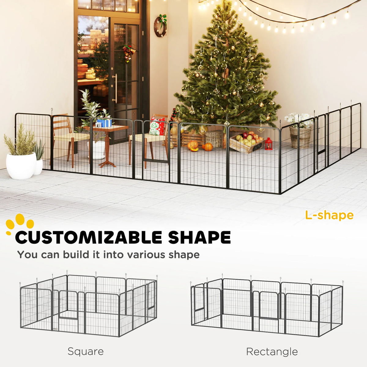 Dog Pen, 12 Panels Puppy Pen for Medium Dogs, 80cm High, Black