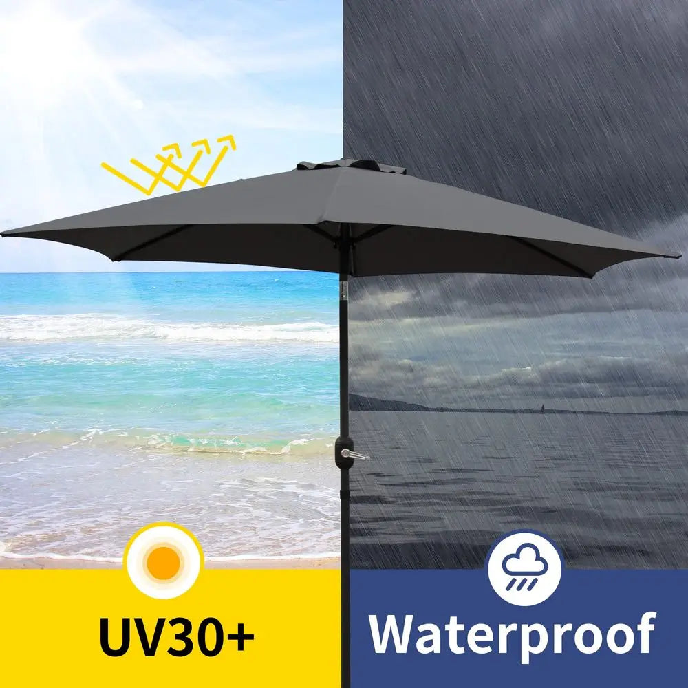 2.7m Garden Parasol with Crank and Tilt, UV30 Round Patio Umbrella, Grey