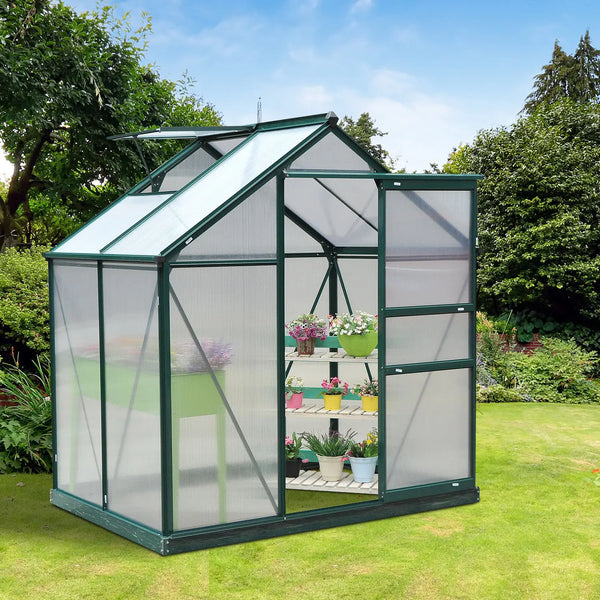 Polycarbonate Walk-In Garden Greenhouse Aluminium Frame Outdoor 190 x 132cm