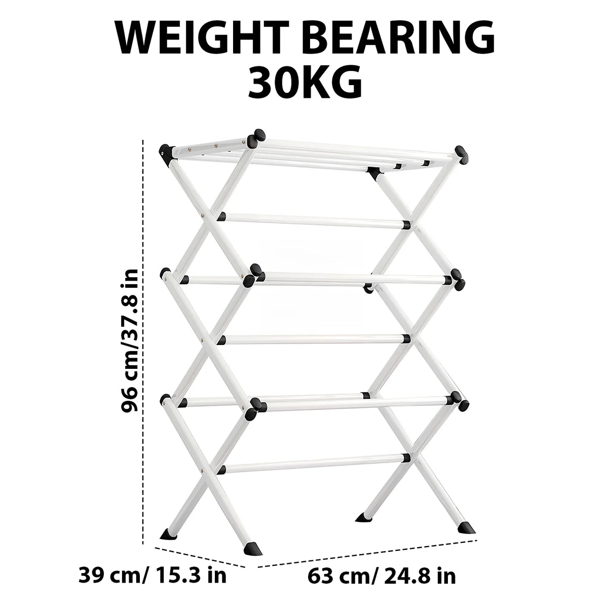 3-Tier Heavy Duty Clothes Airer, Foldable Laundry Drying Rack for Indoor and Outdoor Use