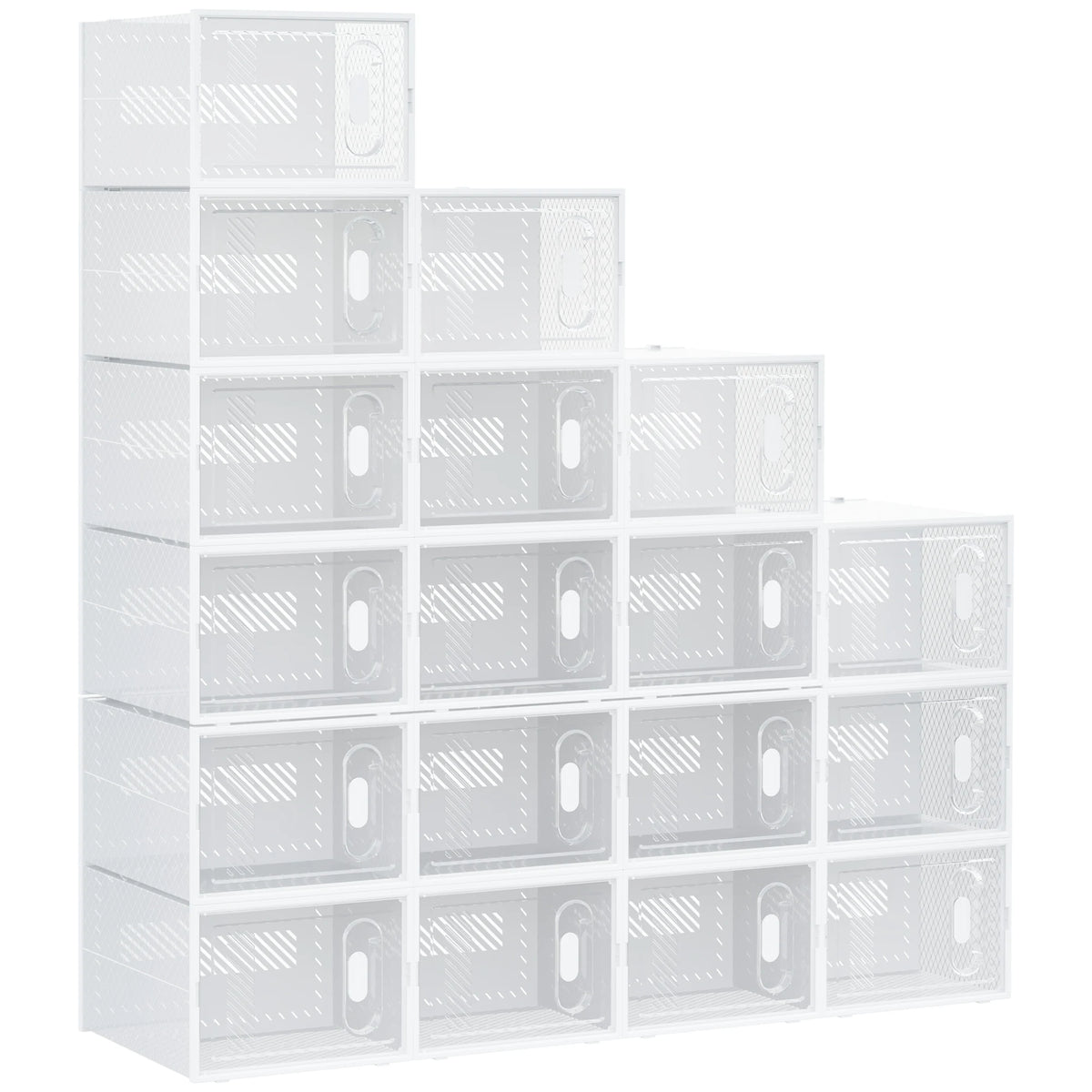 18-Piece Stackable Clear Shoe Storage Boxes, Fits Up to UK Size 12