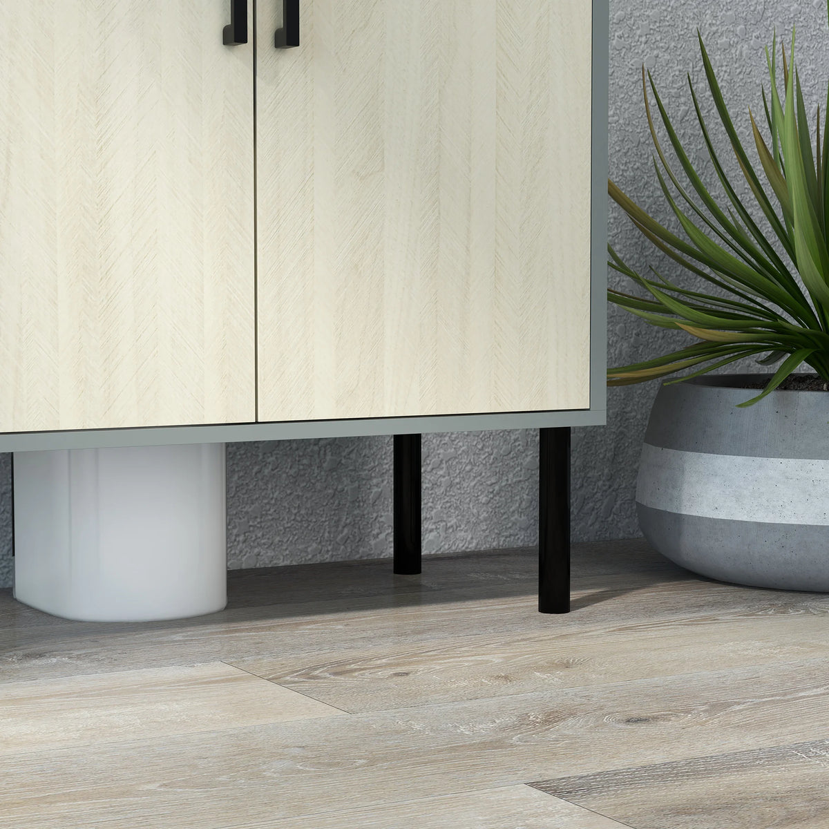 Freestanding Under Sink Bathroom Cabinet with U-Shaped Cut-Out and Shelf
