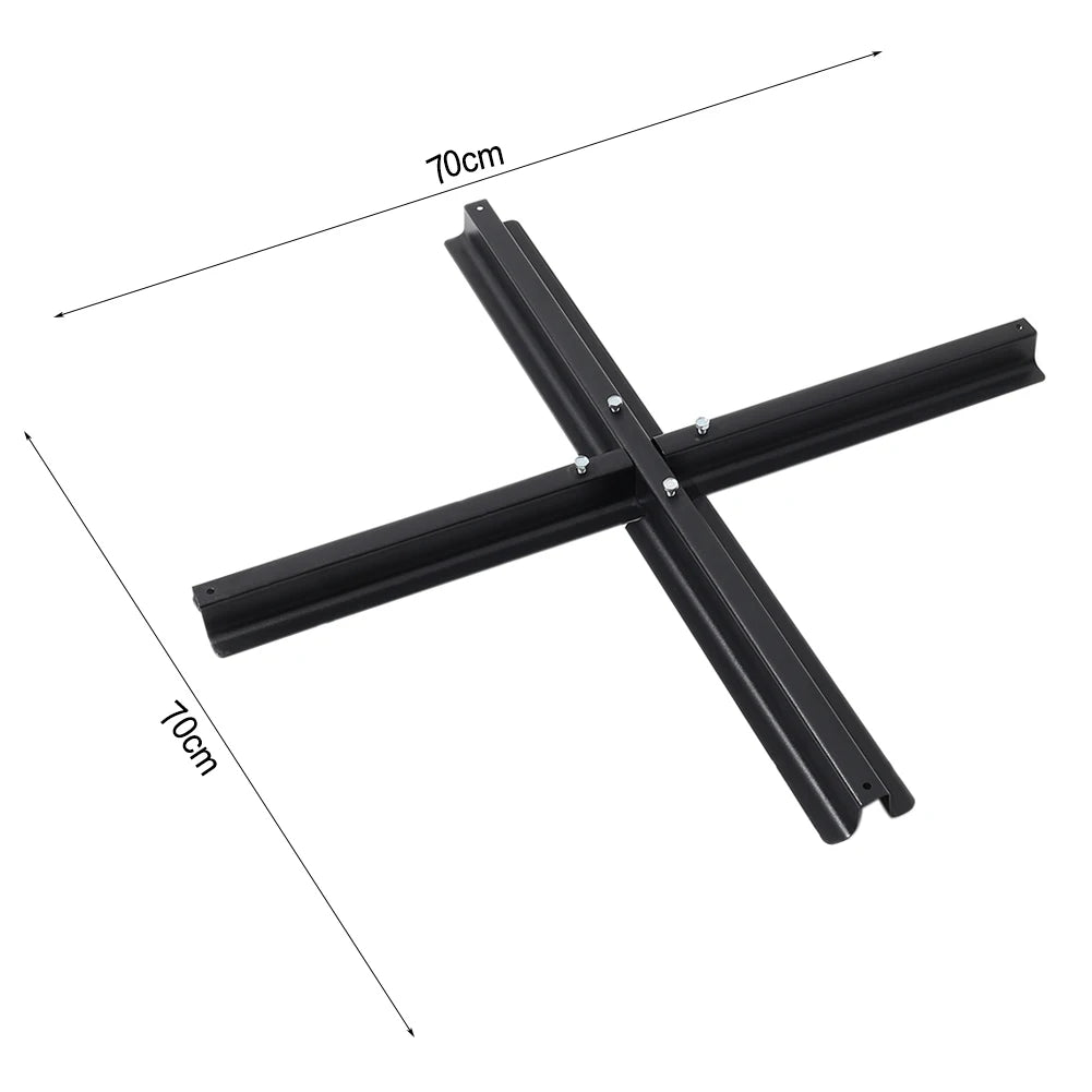Parasol Cross Base Stand, 70cm Black Metal Umbrella Base