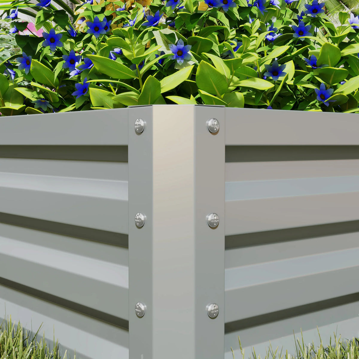 Set of 2 Raised Garden Beds, Galvanised Steel Planter Boxes, Easy Setup, Light Grey