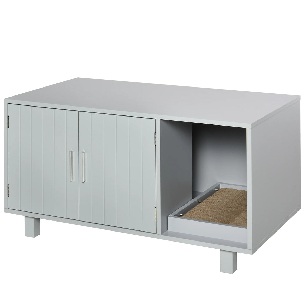 Cat Litter Box Enclosure and Side Table with Removable Scratcher