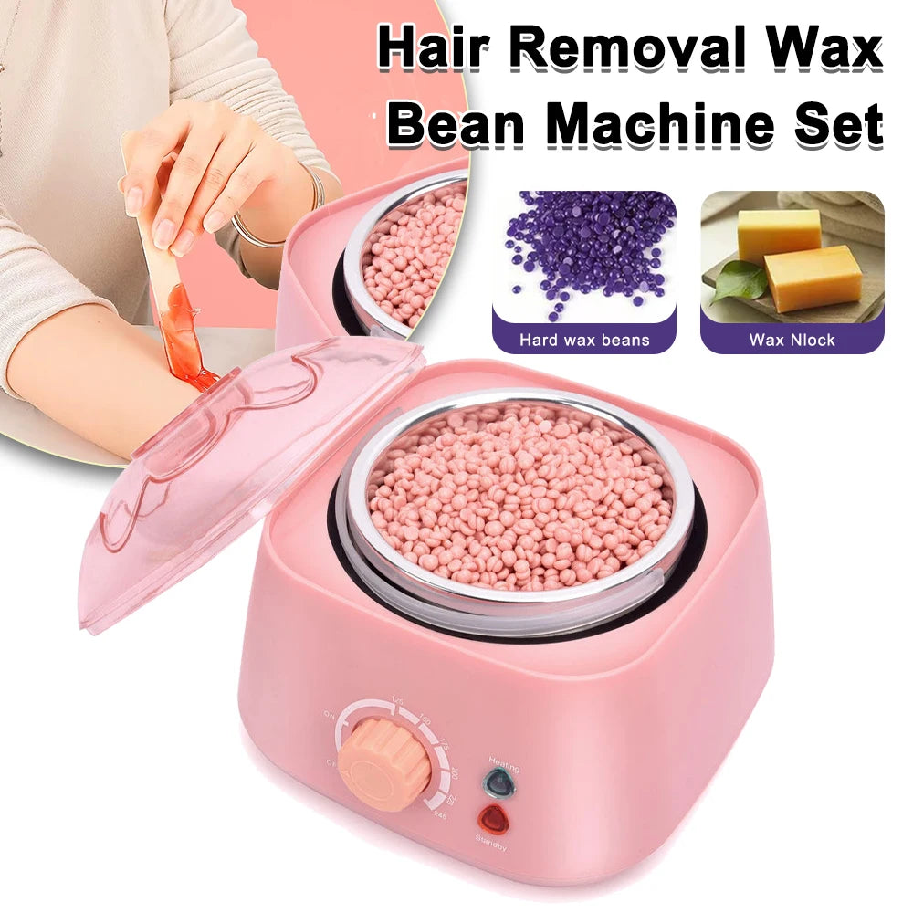 500ml Hair Removal Wax Warmer Kit with 4 Packs of Hard Wax Beans and 20 Sticks, UK Plug