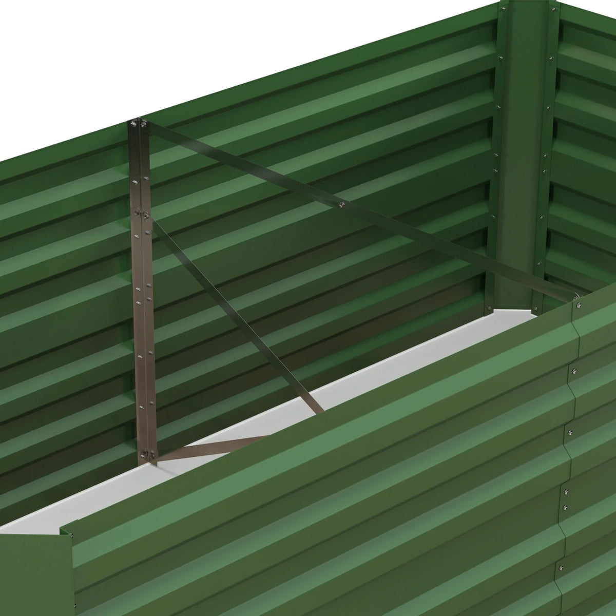 Galvanised Steel Outdoor Raised Bed with Reinforced Rods, Green