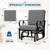 Porch Glider Rocking Chair 330lbs Heavy Duty Steel Frame Thick Cushion Ergonomic for Garden Patio Yard Lawn