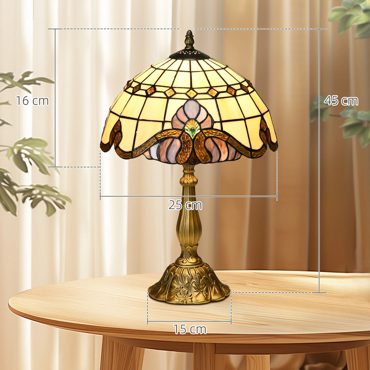 Handmade Stained Glass Table Lamp, Multi-Coloured Bedside Lamp