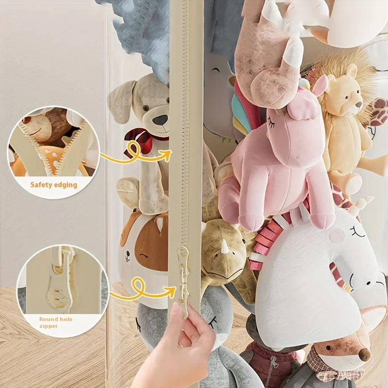 Stuffed Animal Storage Tube Tower Stackable Toy Organiser with Zip Lid for Kids Room Closet Bedroom