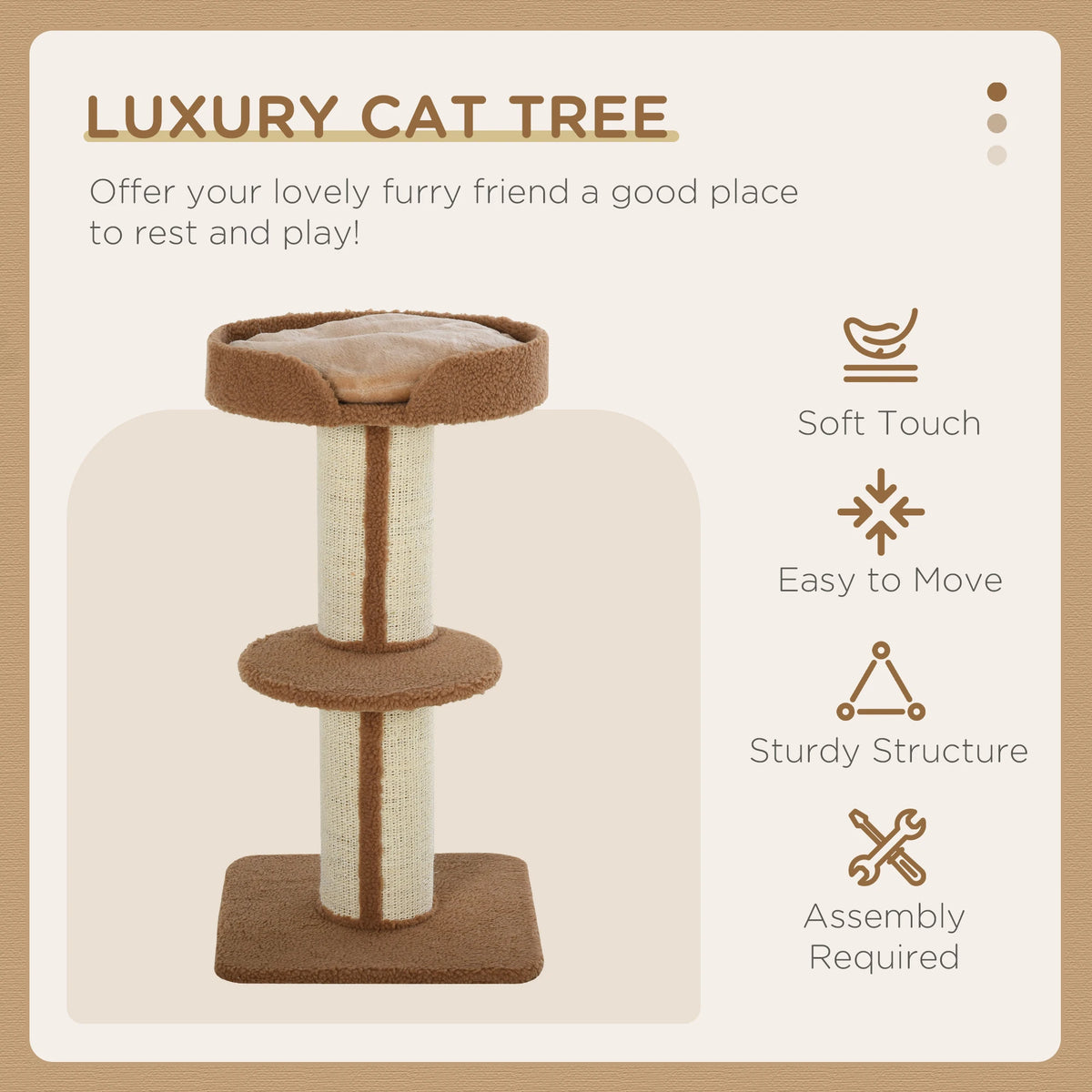 2 Tier Cat Tree w/ Top Basket Cushion Sisal Post