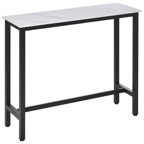 Bar Table with Marble-Effect Top, Adjustable Footpads