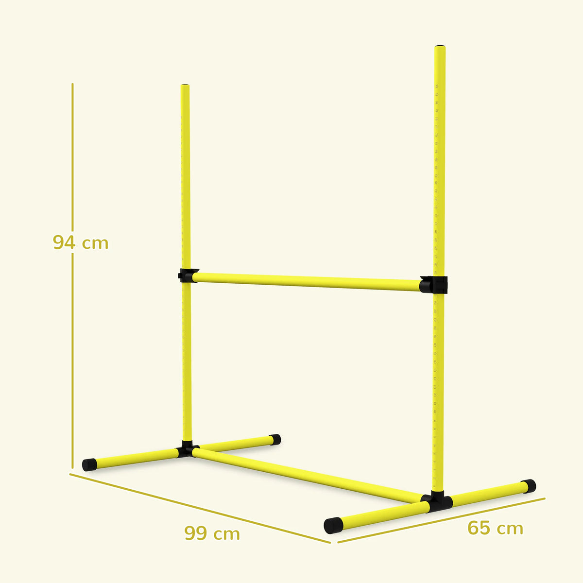 4 Piece Dog Agility Training Set 99x65x94cm Adjustable Height Jumps with Carrying Bag Freestanding Yellow
