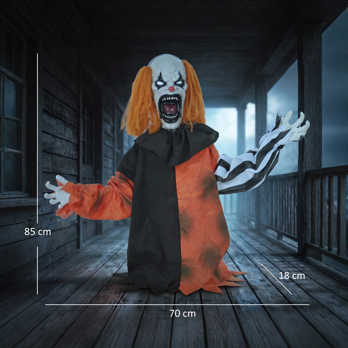 Animated Face-Changing Halloween Clown Prop, 85cm