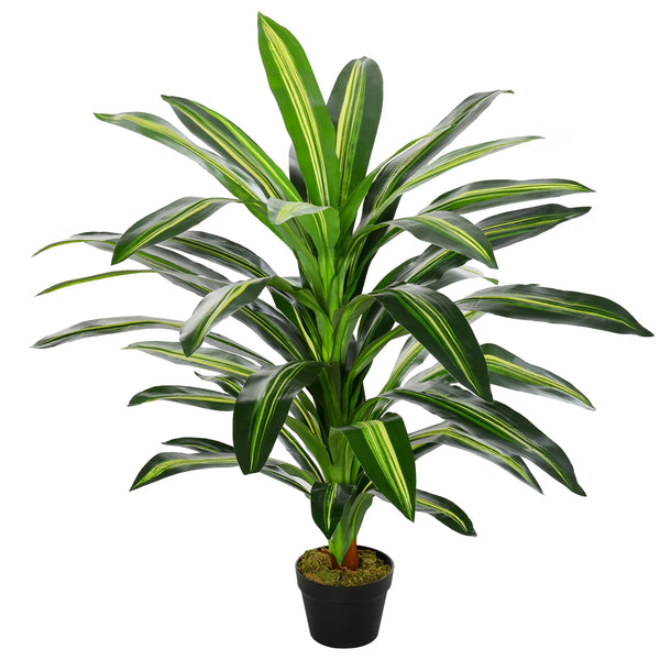 Artificial Dracaena Plant 110cm/3.6ft Fake Potted Tree for Home or Office
