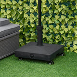 Heavy Duty Fillable Garden Parasol Base Stand with Wheels and Brakes for Patio Umbrella Outdoor Use