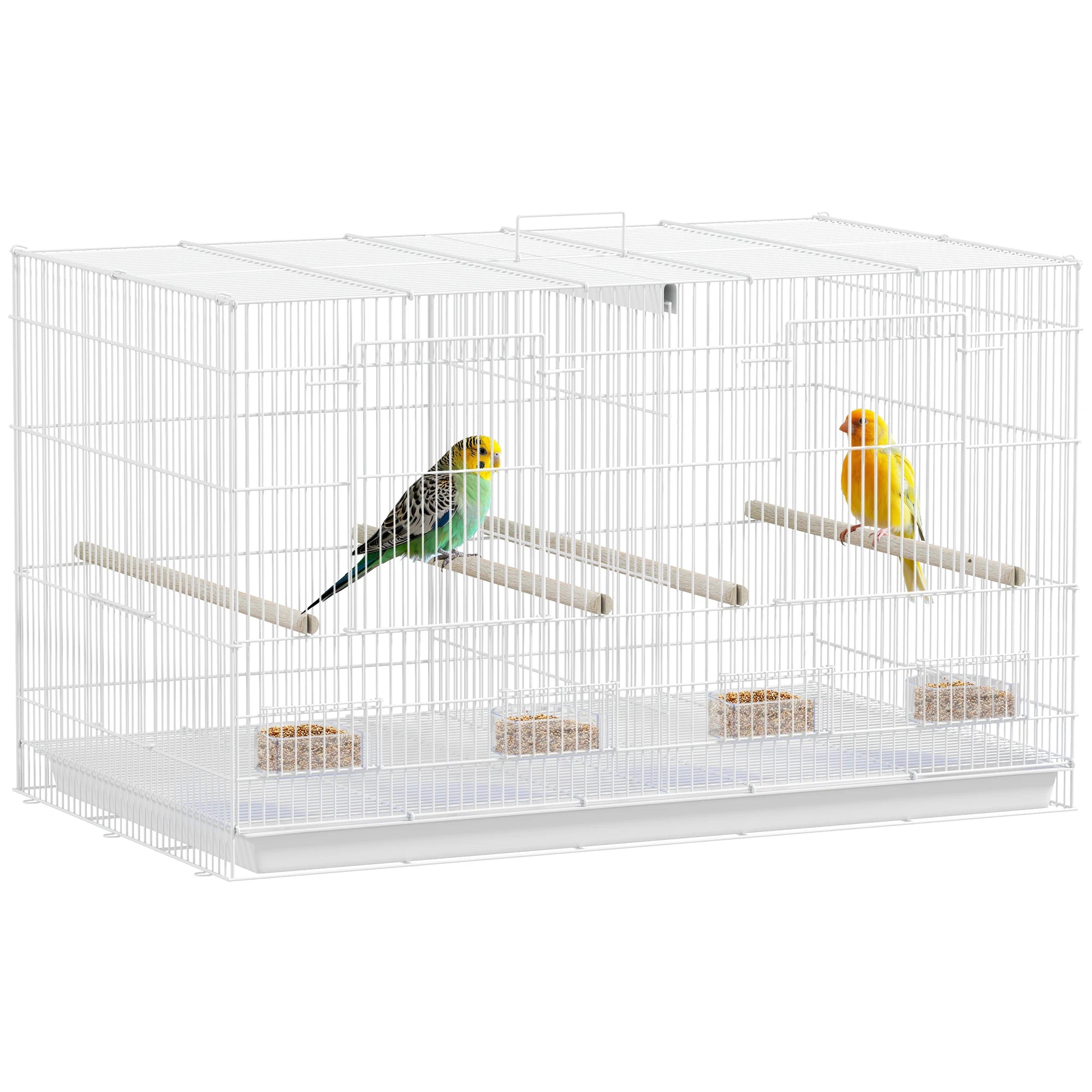 Bird Cage with Divider 4 Wooden Perches Slide-Out Tray and Food Dishes for Budgies Lovebirds and Canaries