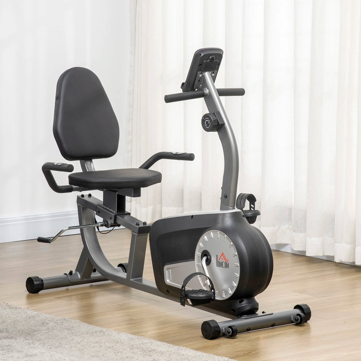 Exercise Bike with LCD Display, Stationary Bike with Quiet 8-Level Magnetic Resistance, Adjustable Seat and Backrest