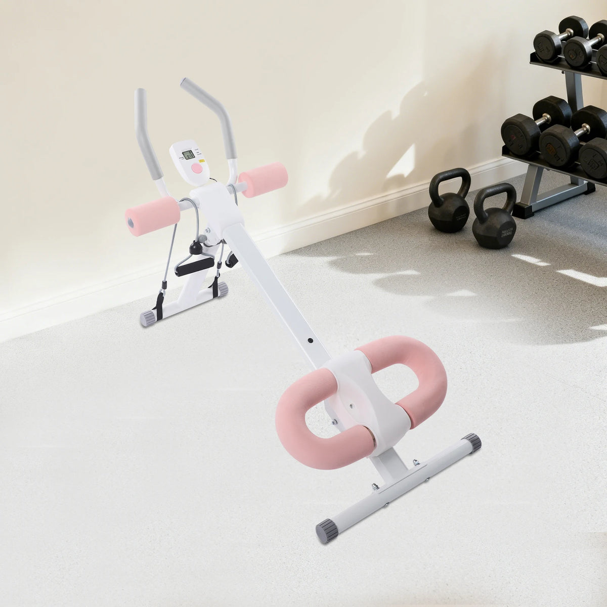 Foldable Abdominal Trainer Machine with LCD Display Adjustable Core Workout Equipment