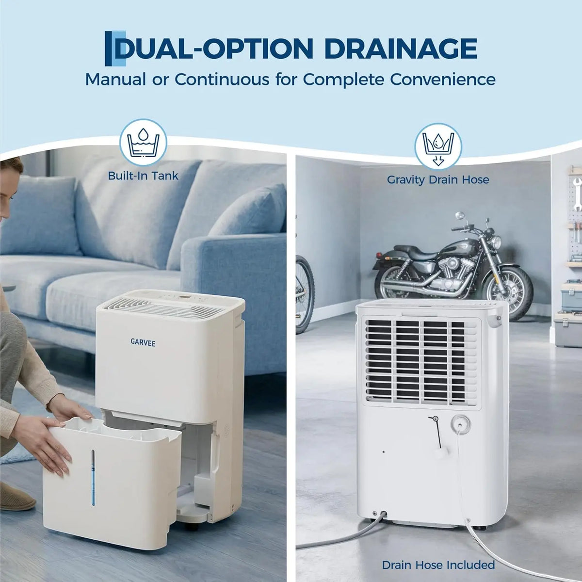 20L/Day Dehumidifier for Home, Portable with Continuous Drainage and Digital Display