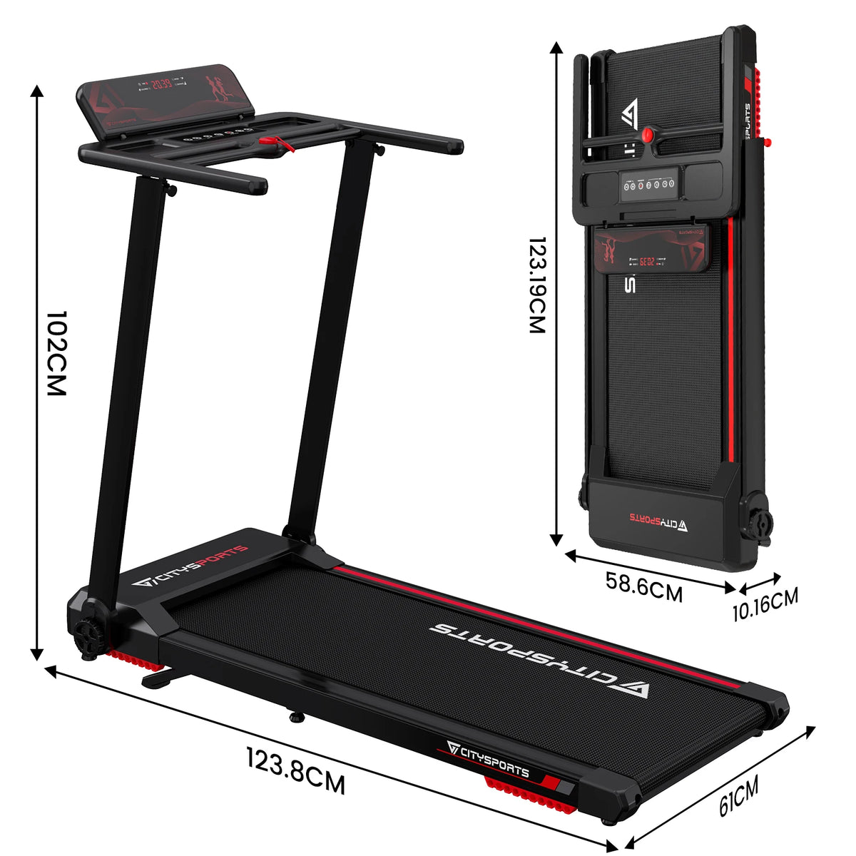 Foldable Electric Treadmill with Incline 12km/h Smart App Control LED Display Home Gym
