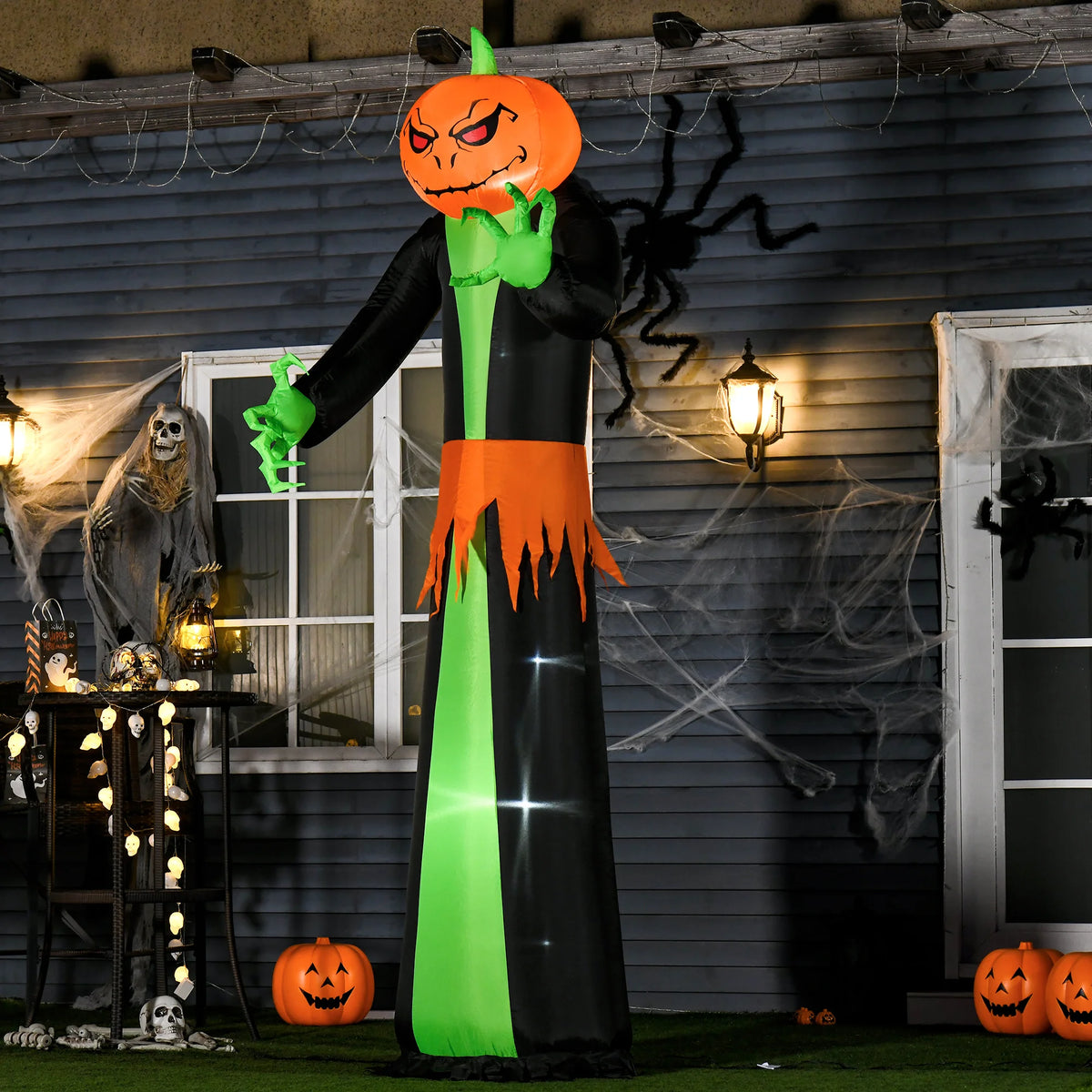 2.7m Inflatable Halloween Pumpkin Ghost with Built-In LED Lights
