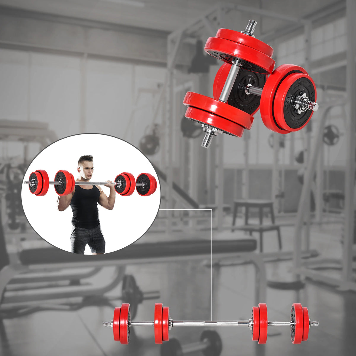 20kg 2-in-1 Adjustable Dumbbell & Barbell Set