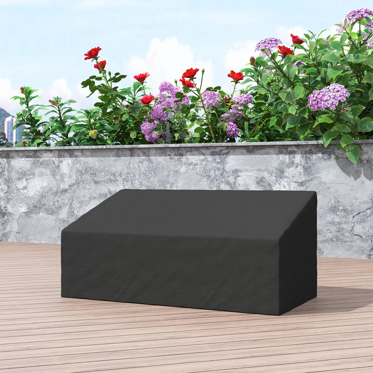 Garden Sofa Cover 218x111x63-101cm Waterproof 600D Oxford Cloth 3 Seater Outdoor Furniture Protector