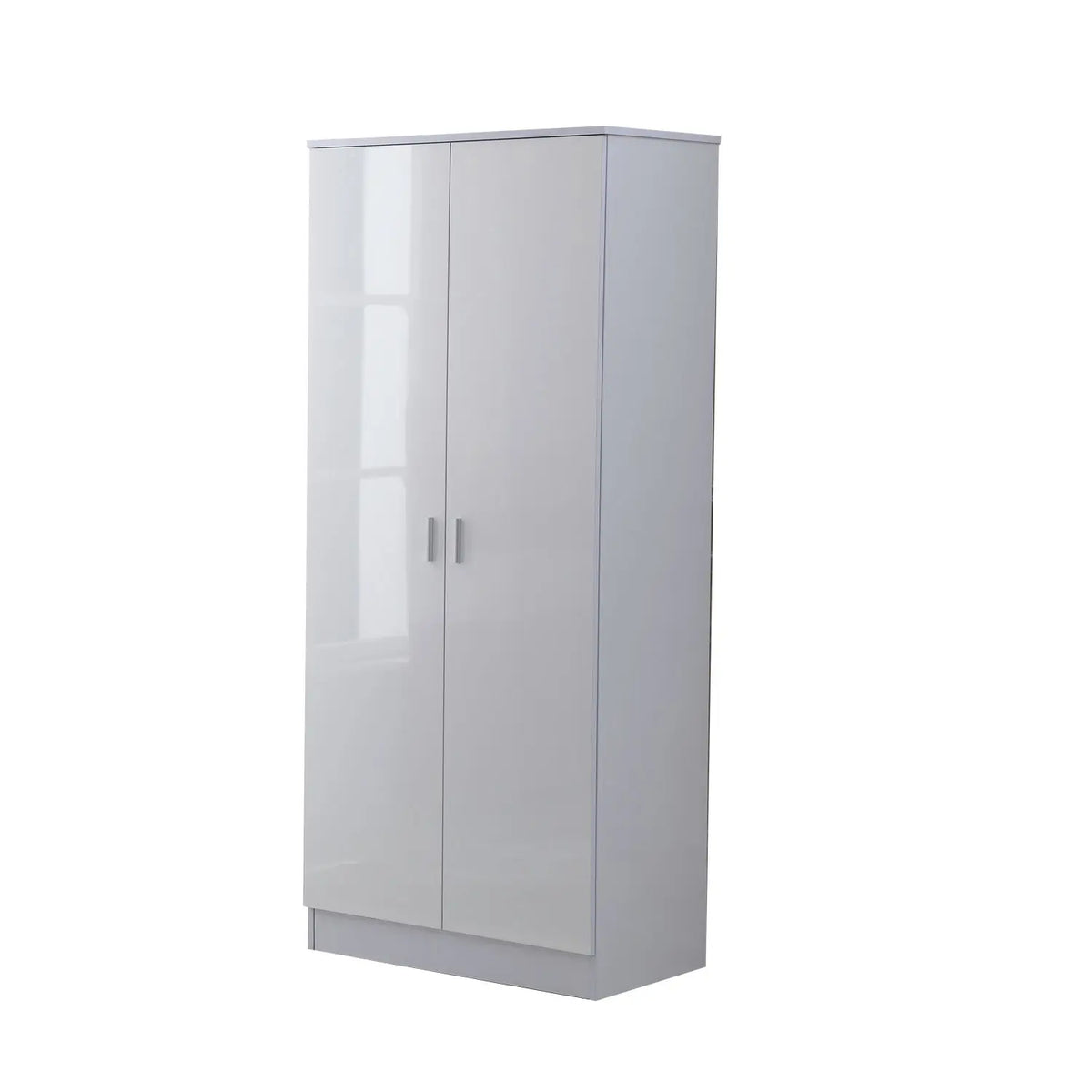 High Gloss Wardrobe, Chest of Drawers & Bedside Set, White