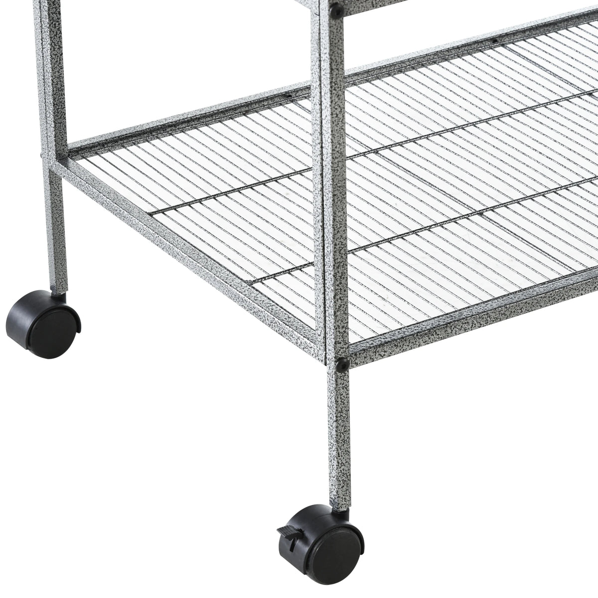 Double Rolling Bird Cage with Removable Divider 2 Metal Trays 4 Wood Perches and Storage Shelf