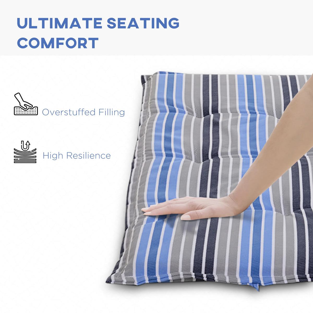 2 Pieces Replacement Cushions for Garden Bench with Stripes, Blue