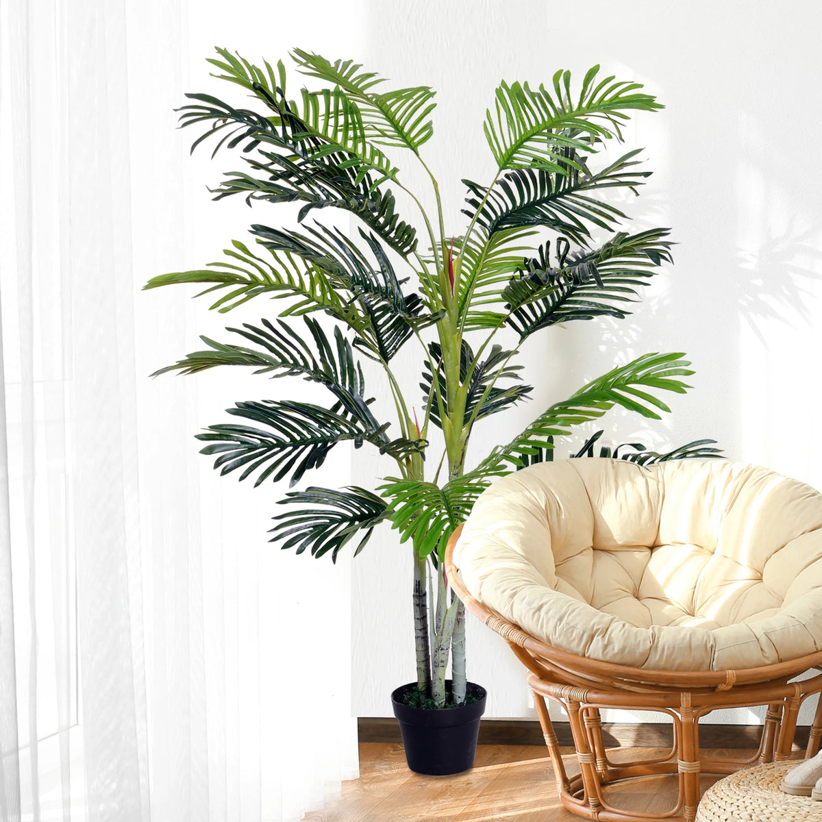 150cm (5ft) Artificial Palm Tree, Faux Decor Plant for Home and Office