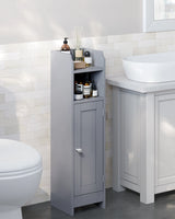 Slim Dove Grey Bathroom Floor Cabinet with Door and Adjustable Shelves | 20x18x80cm Freestanding Storage Unit