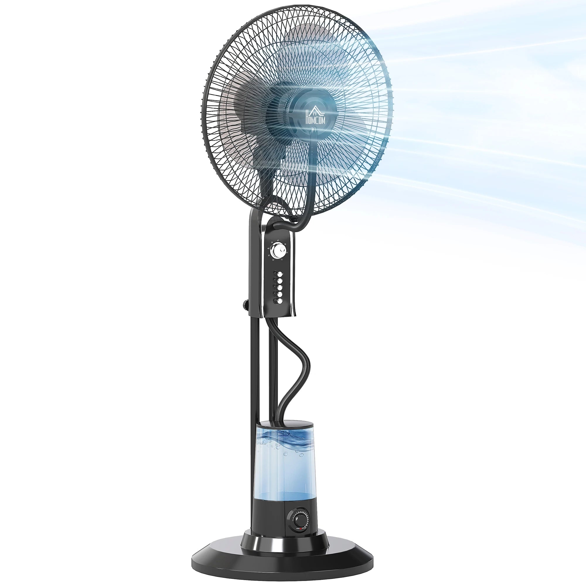 Spray Misting Pedestal Fan 70W Ultrasonic Atomization 4 Speeds 70° Oscillation Timer for Home Bedroom Living Room
