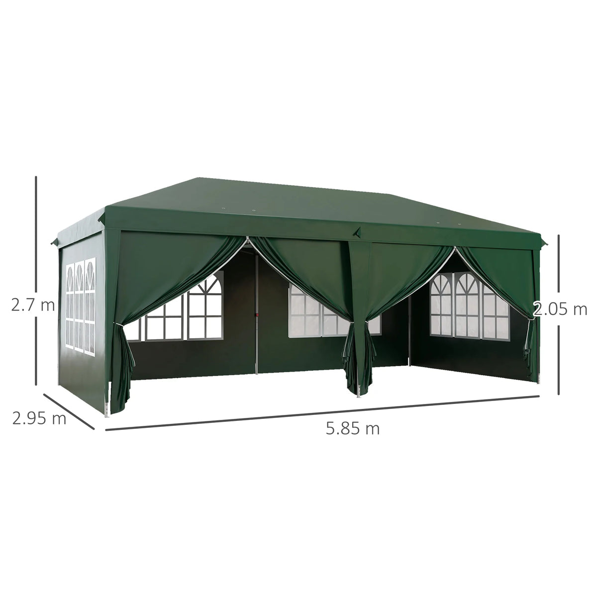 Pop Up Gazebo 3x6m with 6 Removable Sides and Windows Powder Coated Steel 12 Drainage Holes and Carry Bag
