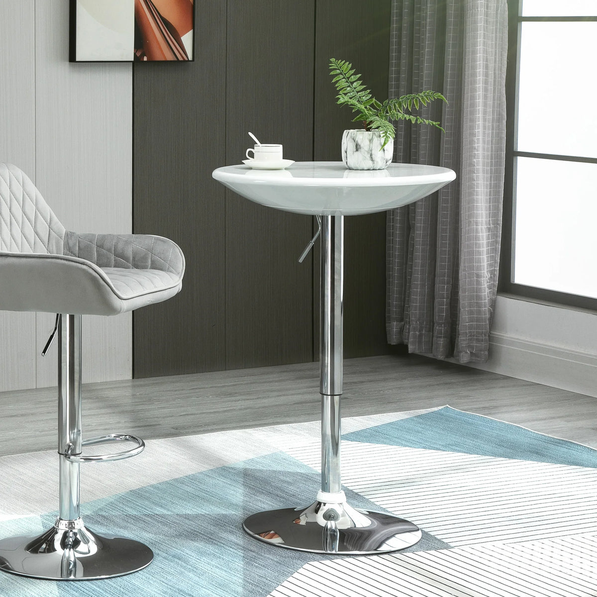 Painted Top Bistro Pub Table, Adjustable Swivel Counter Table, White